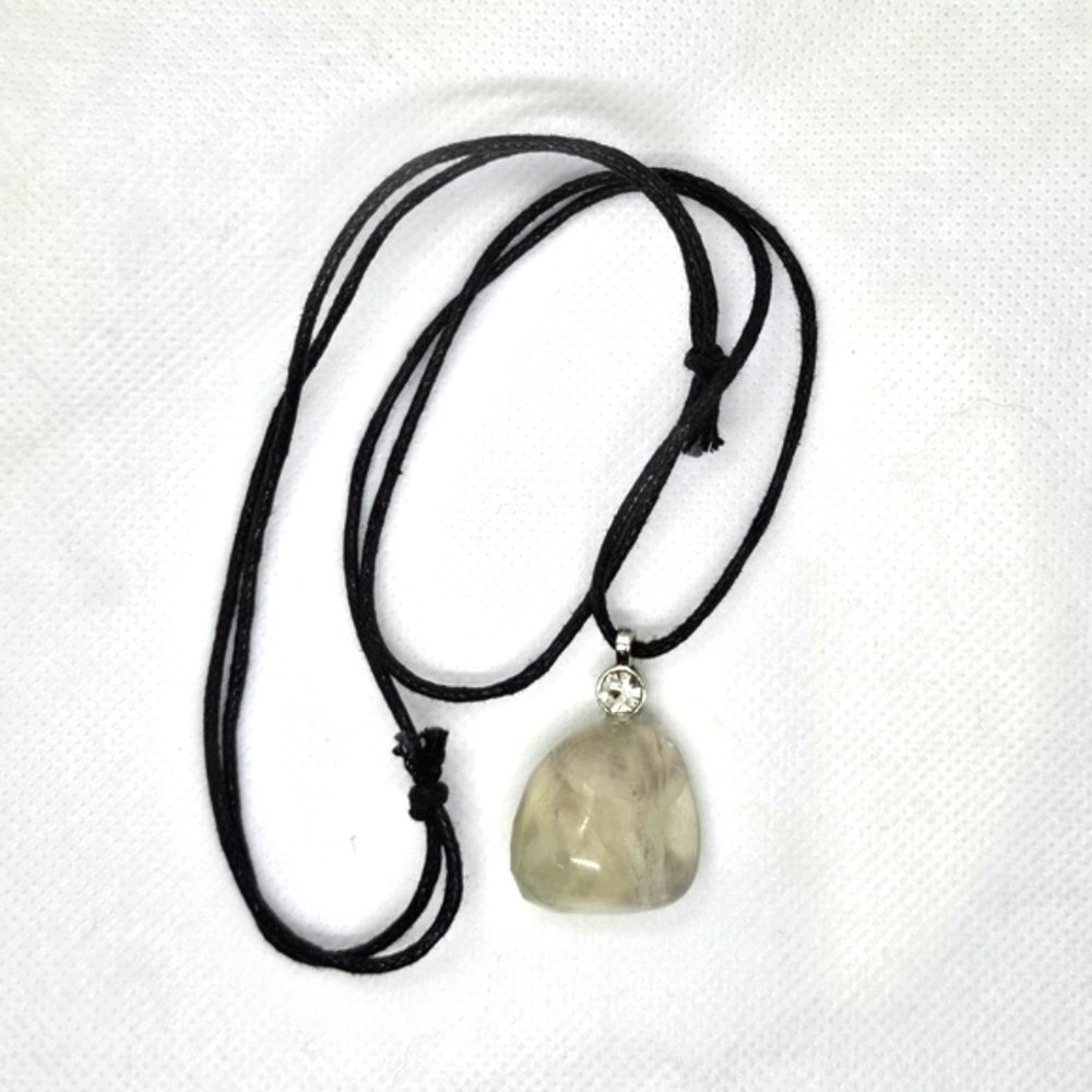 Elegant Smokey Quartz Pendant Necklace With Rhinestone Accent